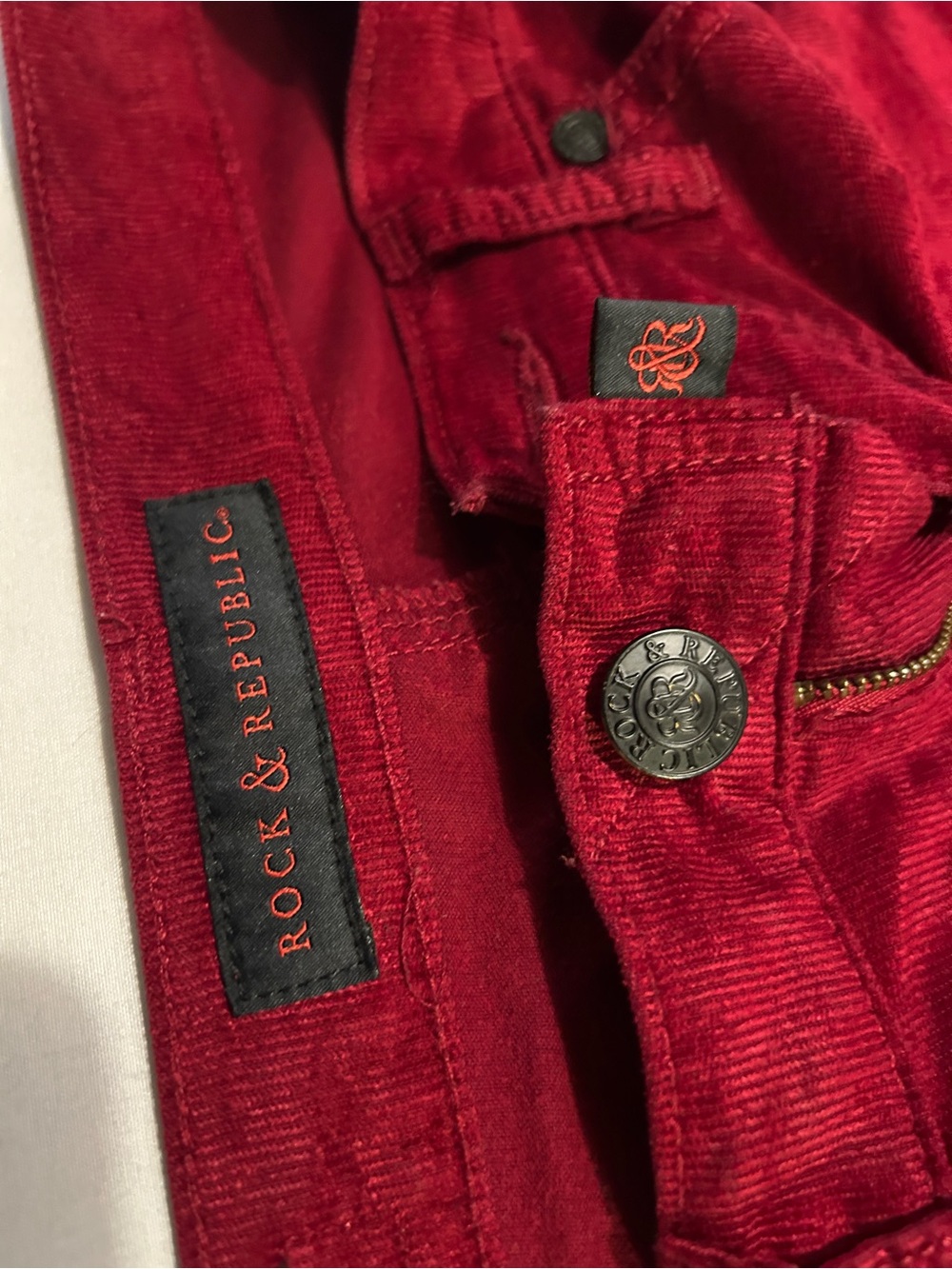 Rock & Republic Red Corduroy Pants Size 4M Berlin Fit - Picture 5 of 15